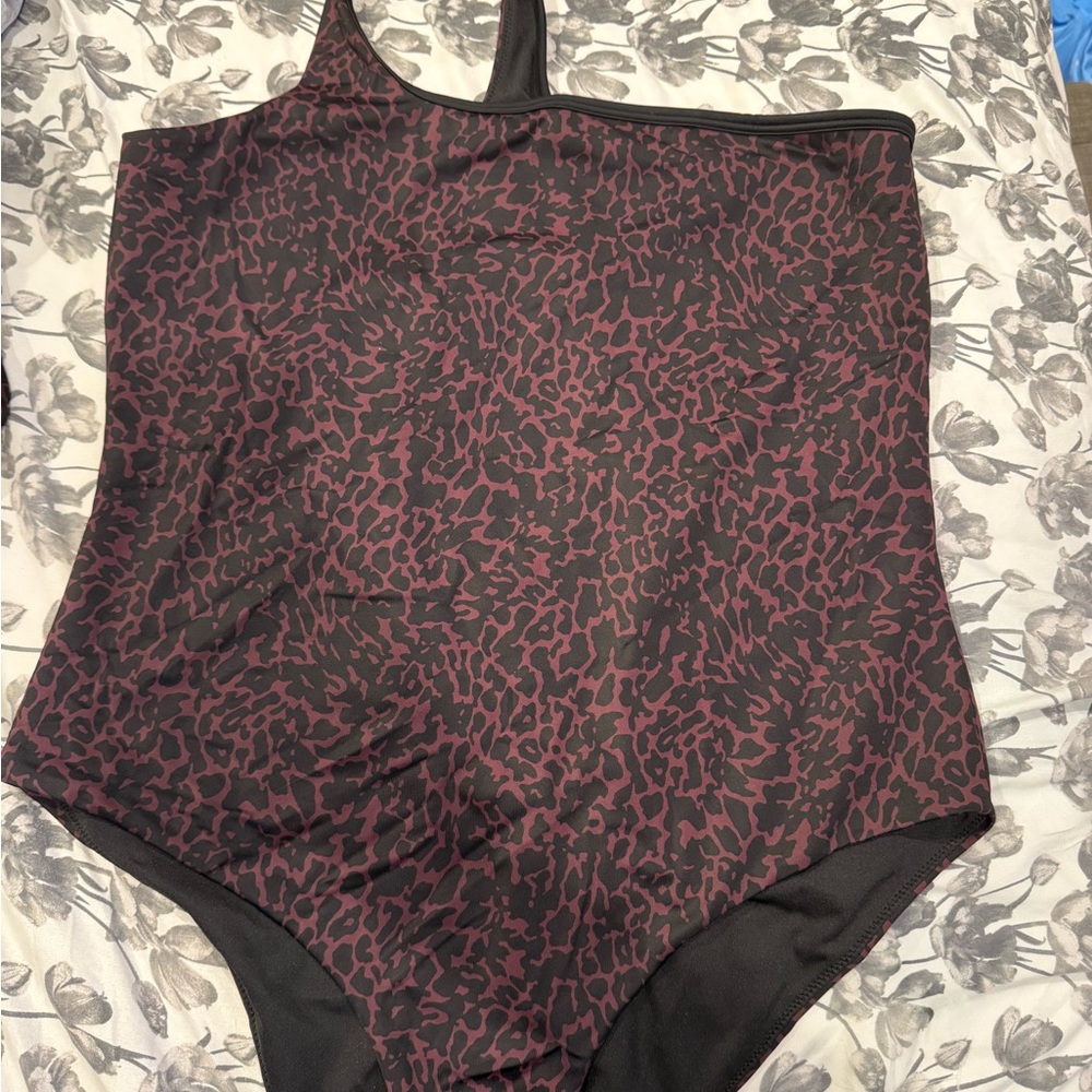 Fabletics Black and Red Patterned One-Piece Swimsuit